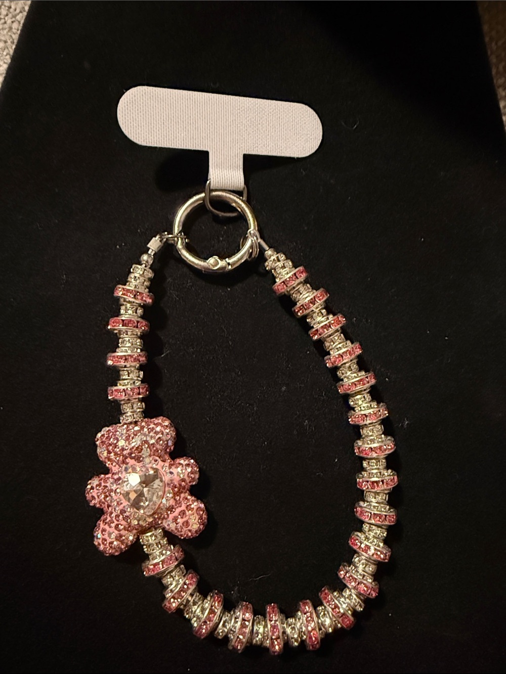 Pink Crystal Beaded phone charm strap or key chain
